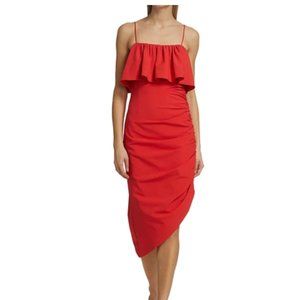 CINQ A SEPT Red Cherry Christa Asymmetrical Dress US 10